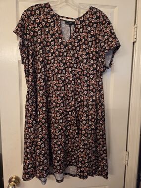 Vibe Black Mini Dress with Pink and Cream Floral Print